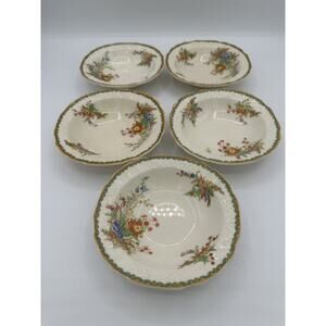 1930 Devon Myott Staffordshire England 5" Rimmed Dessert Bowl Set Of 5